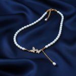 Elegant Beaded Butterfly Drop Necklace