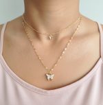 Gold Tiered Butterfly Pendant Necklace - Image 6