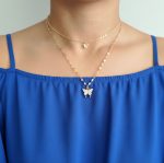 Gold Tiered Butterfly Pendant Necklace - Image 2