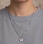 Elegant Silver Layered Butterfly Necklace - Image 2