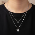 Elegant Silver Layered Butterfly Necklace