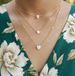 Trinity Gold Layered Necklace – Pear, Star & Heart Charms - Image 2