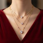 Trinity Gold Layered Necklace – Pear, Star & Heart Charms - Image 3