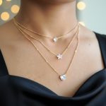 Trinity Gold Layered Necklace – Pear, Star & Heart Charms - Image 4