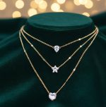 Trinity Gold Layered Necklace – Pear, Star & Heart Charms