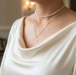 White Bead & Golden Orbit Double Layer Necklace - Image 2