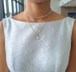 White Bead & Golden Orbit Double Layer Necklace - Image 3