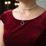 White Bead & Golden Orbit Double Layer Necklace - Image 4