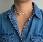 White Bead & Golden Orbit Double Layer Necklace - Image 7