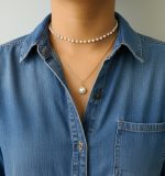Double Layer Necklace Set with Beaded Choker & Round Pendant - Image 3