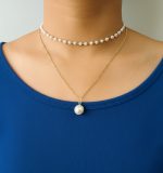 Double Layer Necklace Set with Beaded Choker & Round Pendant - Image 5
