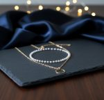 White Bead & Golden Orbit Double Layer Necklace - Image 8