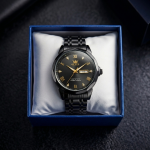 OLEVS Regal Crown Series – All-Black & Gold Men’s Watch - Image 5