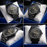 OLEVS Regal Crown Series – All-Black & Gold Men’s Watch - Image 6