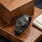 OLEVS Regal Crown Series – All-Black & Gold Men’s Watch - Image 3