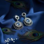 Silver Tone Blue Crystal Statement Earrings for Women | Vintage Style Drop Earrings - Image 2