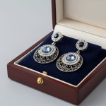 Silver Tone Blue Crystal Statement Earrings for Women | Vintage Style Drop Earrings - Image 4