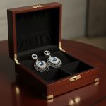 Silver Tone Blue Crystal Statement Earrings for Women | Vintage Style Drop Earrings - Image 6