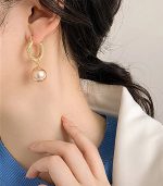 Victoria Champagne Beaded Hoops – Textured Gold Statement Earrings - Image 7