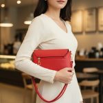 Luxe Red Flap Bag Heart-Textured Designer Edition - Image 5