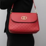 Luxe Red Flap Bag Heart-Textured Designer Edition