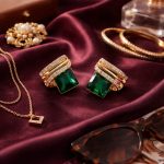 Spectrum Glamour Earrings – Bold Geometric Gemstone Studs in 4 Colors - Image 5